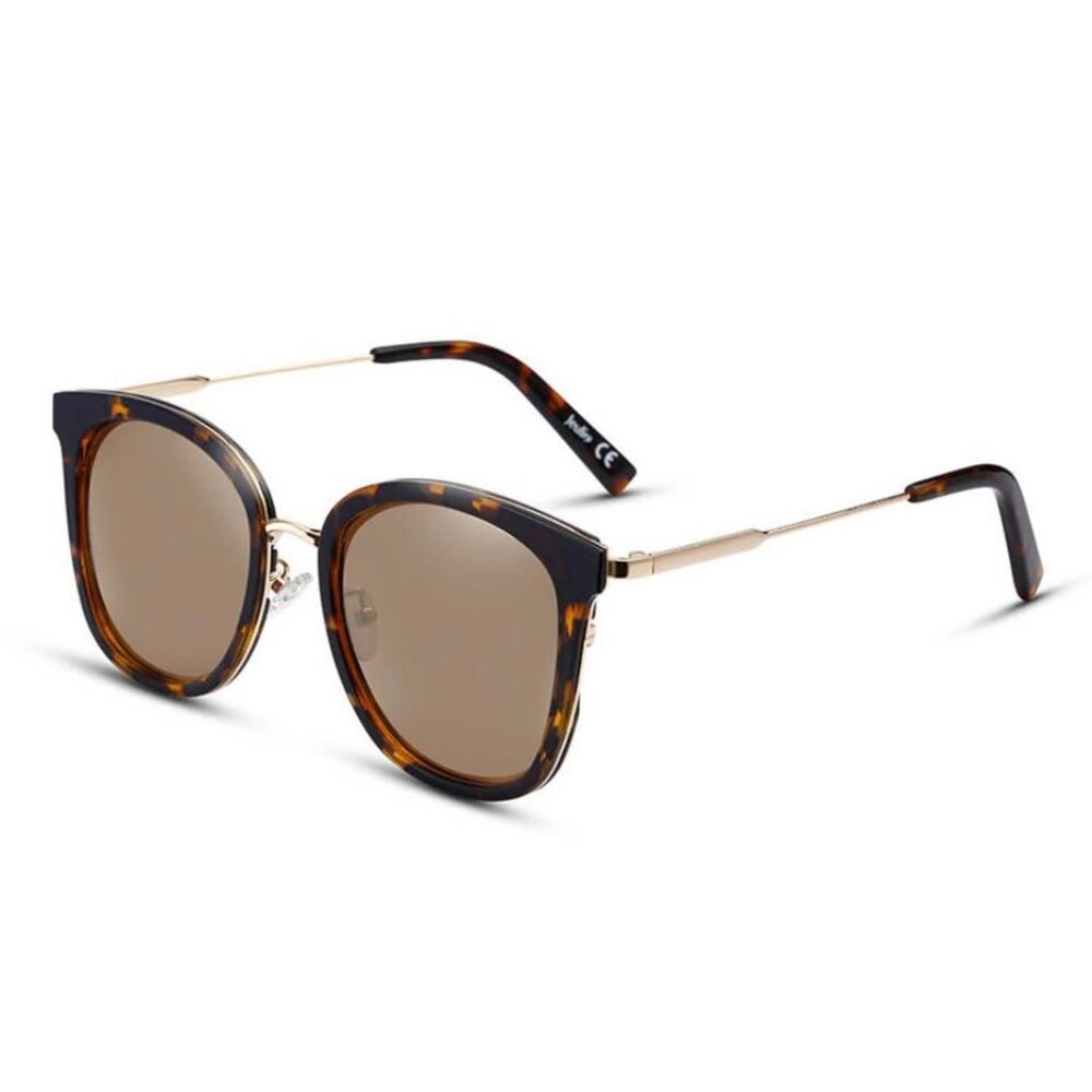 Jeulia "Time Traveler" Square Brown Mirror Polarized Unisex Sunglasses